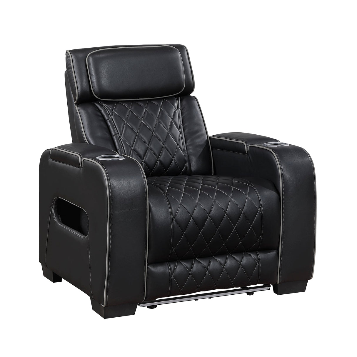 Fairway 3-Piece Power Reclining Sofa, Loveseat & Chair Set in Black Faux Leather | Homelegance