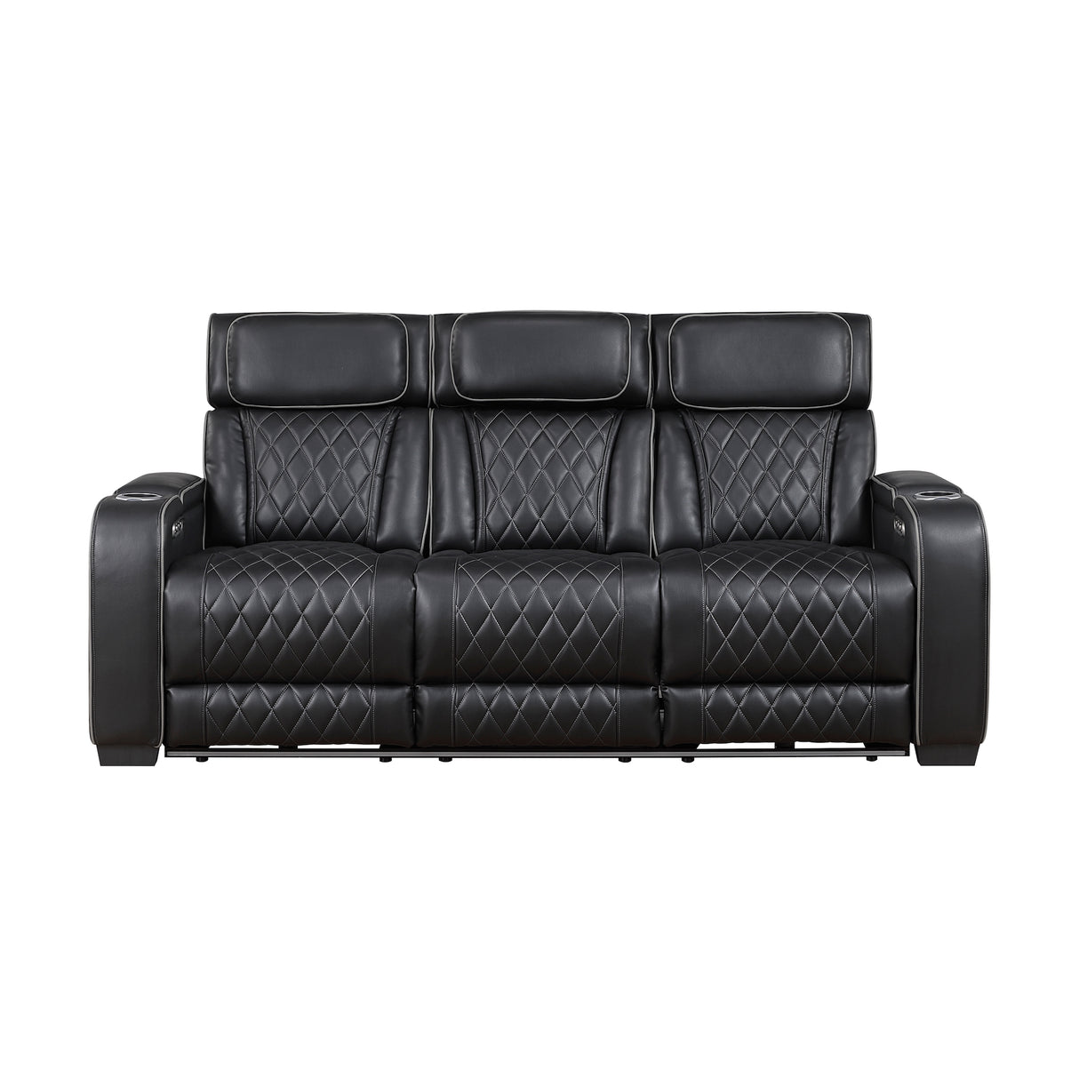Fairway 2-Piece Power Reclining Sofa & Loveseat in Black Faux Leather | Homelegance - Home Elegance USA