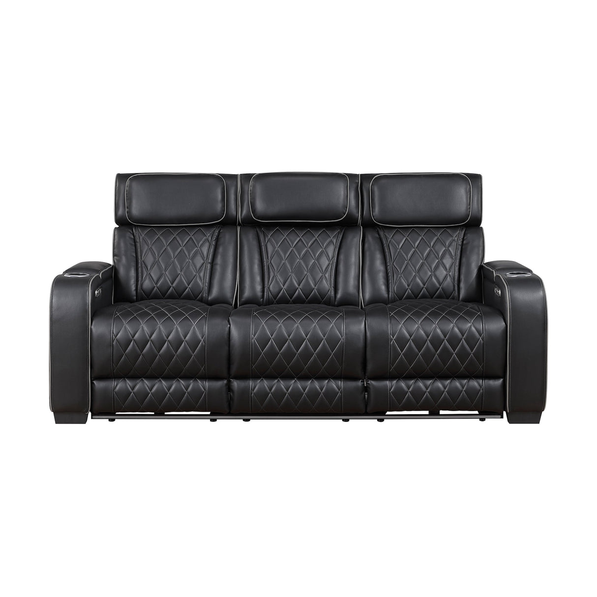 Fairway 3-Piece Power Reclining Sofa, Loveseat & Chair Set in Black Faux Leather | Homelegance