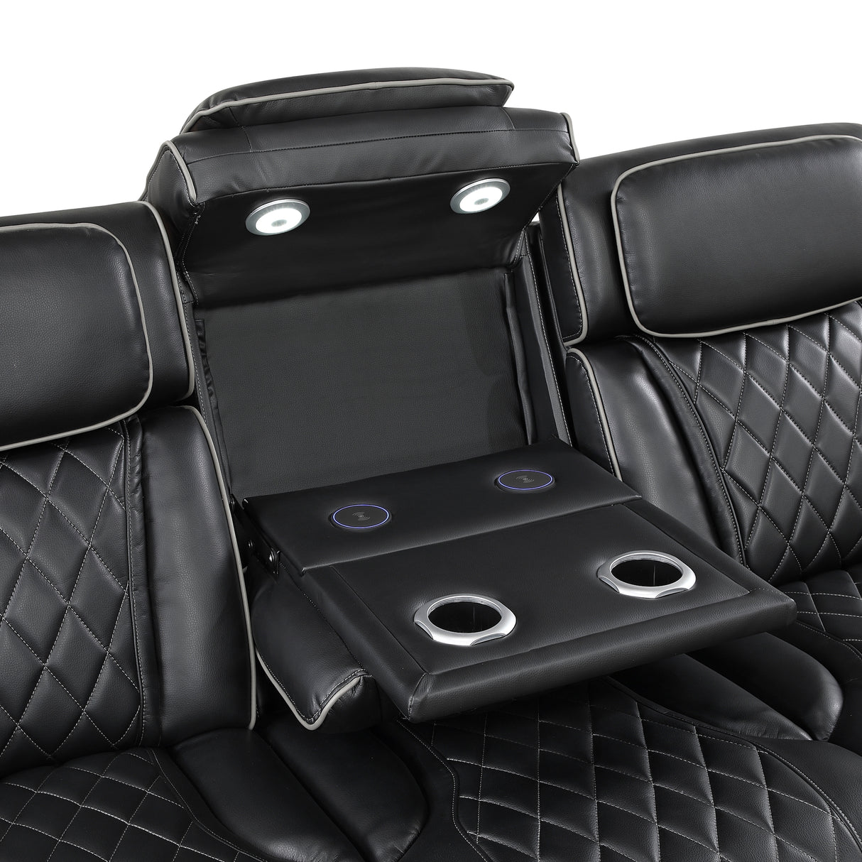 Fairway 3-Piece Power Reclining Sofa, Loveseat & Chair Set in Black Faux Leather | Homelegance