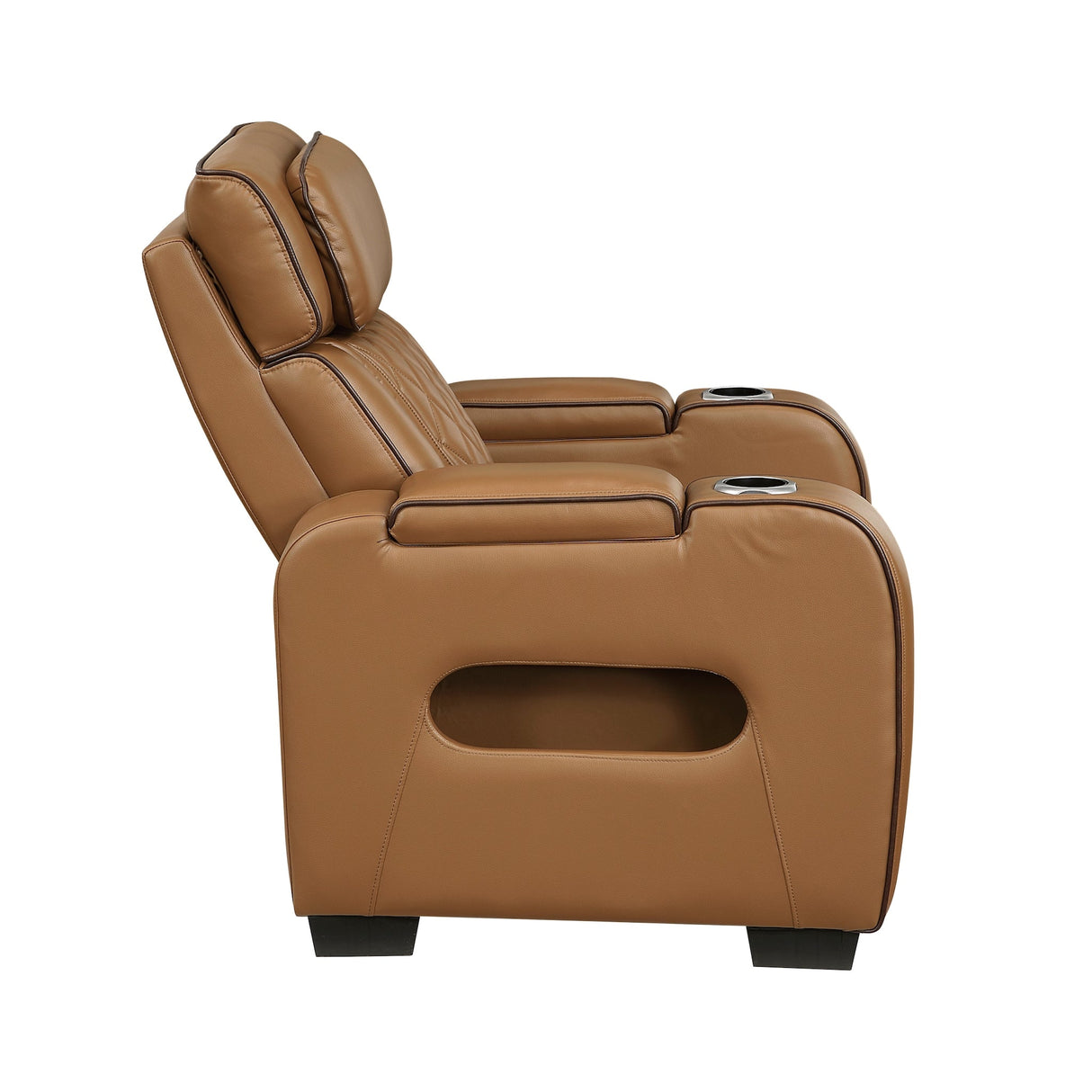 Sillón reclinable eléctrico Fairway en piel sintética marrón | Homelegance