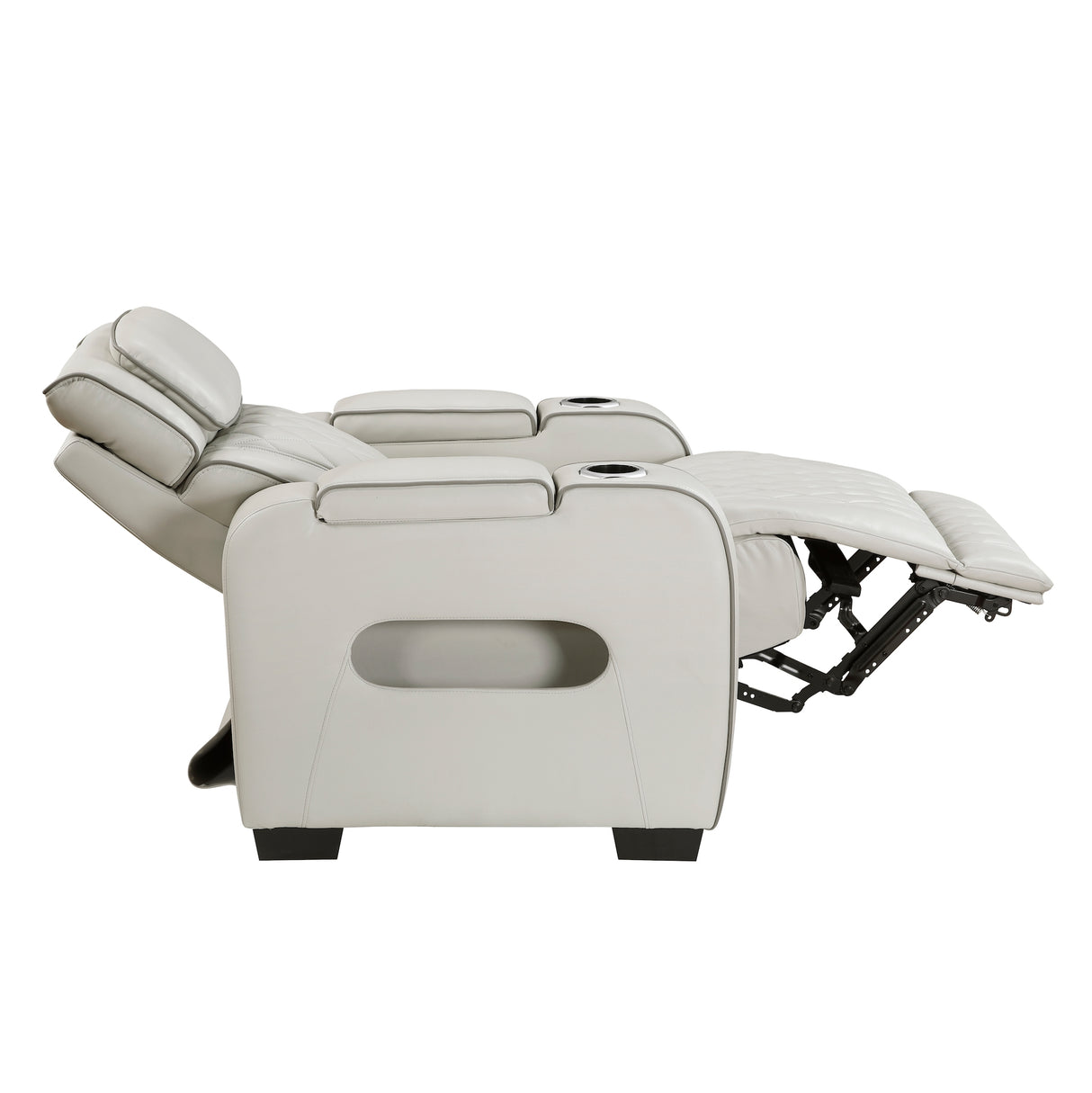 fairway power reclining chair taupe leather homelegance 9516TPE-2PWH side view fully opened