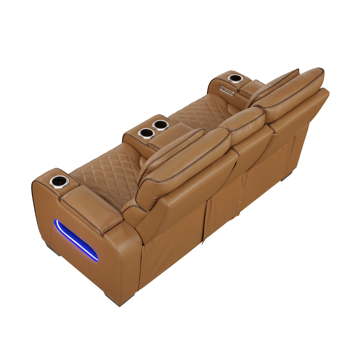 fairway power reclining loveseat brown leather by homelegance 9516BRW-2PWH back