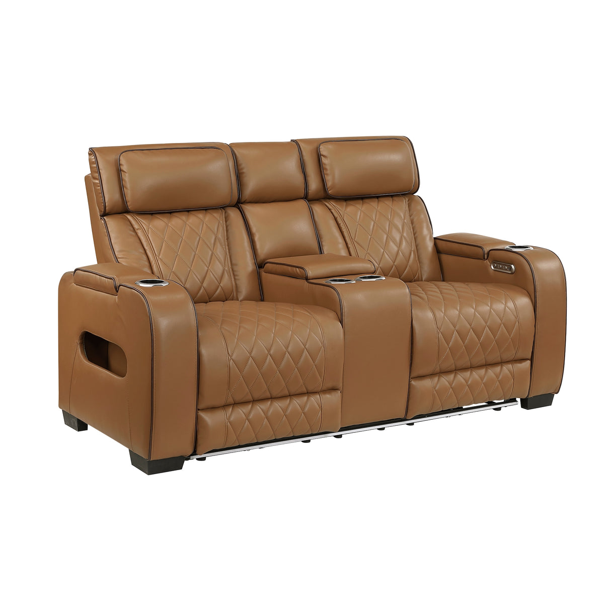 fairway power reclining loveseat brown leather by homelegance 9516BRW-2PWH side view