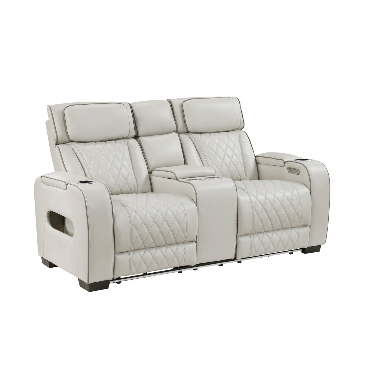 fairway power reclining loveseat taupe leather homelegance 9516TPE-2PWH side