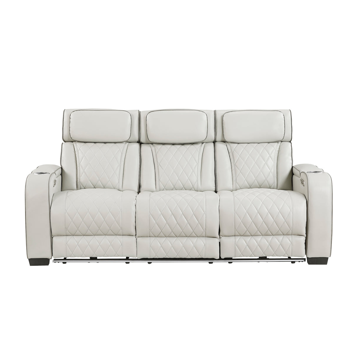 Homelegance Fairway Power Double Reclining Sofa in Taupe 9516TPE-3PWH front view