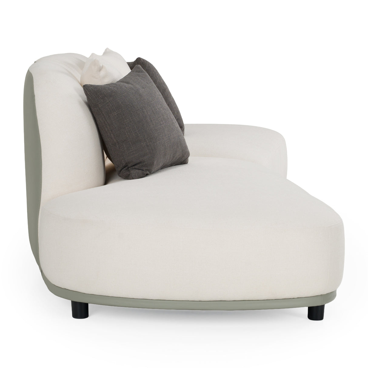 Falcone - Contemporary Off-White + Grey Bonded Leather Curved Sectional Sofa - View Image 1