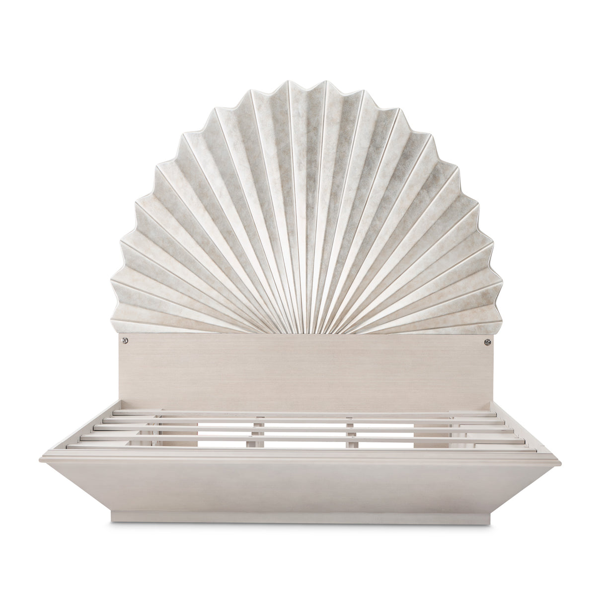 Fantosini Eastern King Fan Bed in Silver Leaf Finish | AICO by Michael Amini