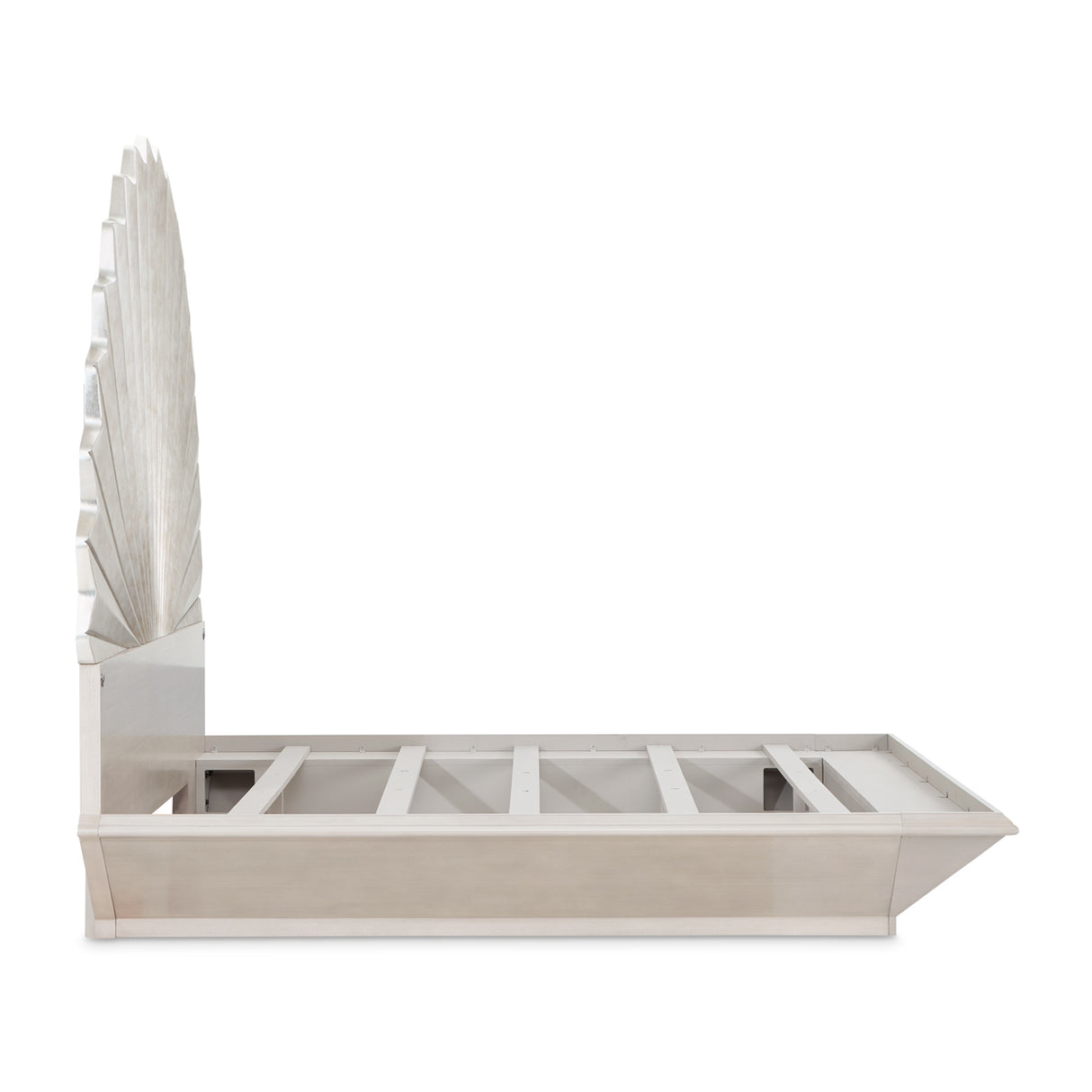 Fantosini Eastern King Fan Bed in Silver Leaf Finish | AICO by Michael Amini