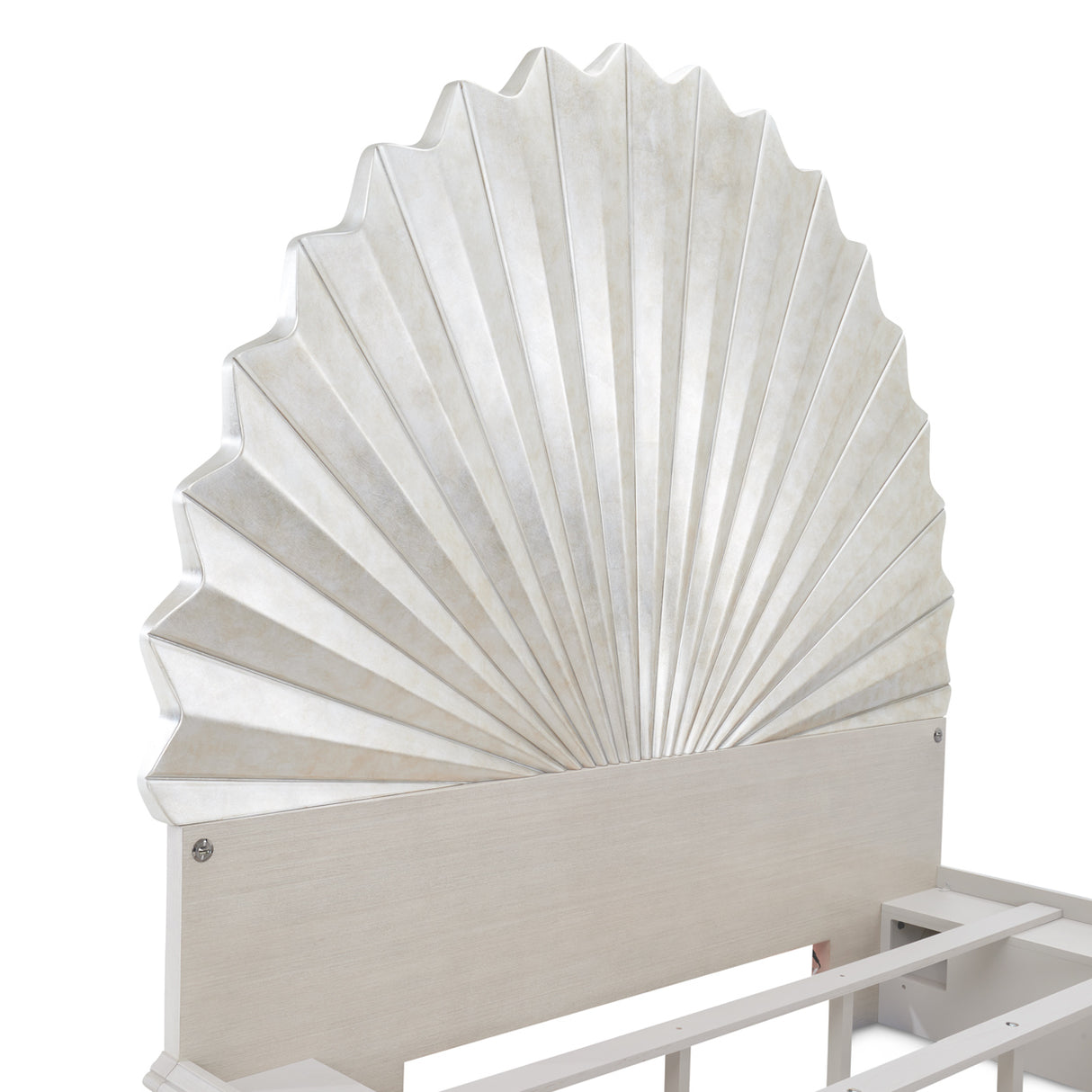 Fantosini Eastern King Fan Bed in Silver Leaf Finish | AICO by Michael Amini