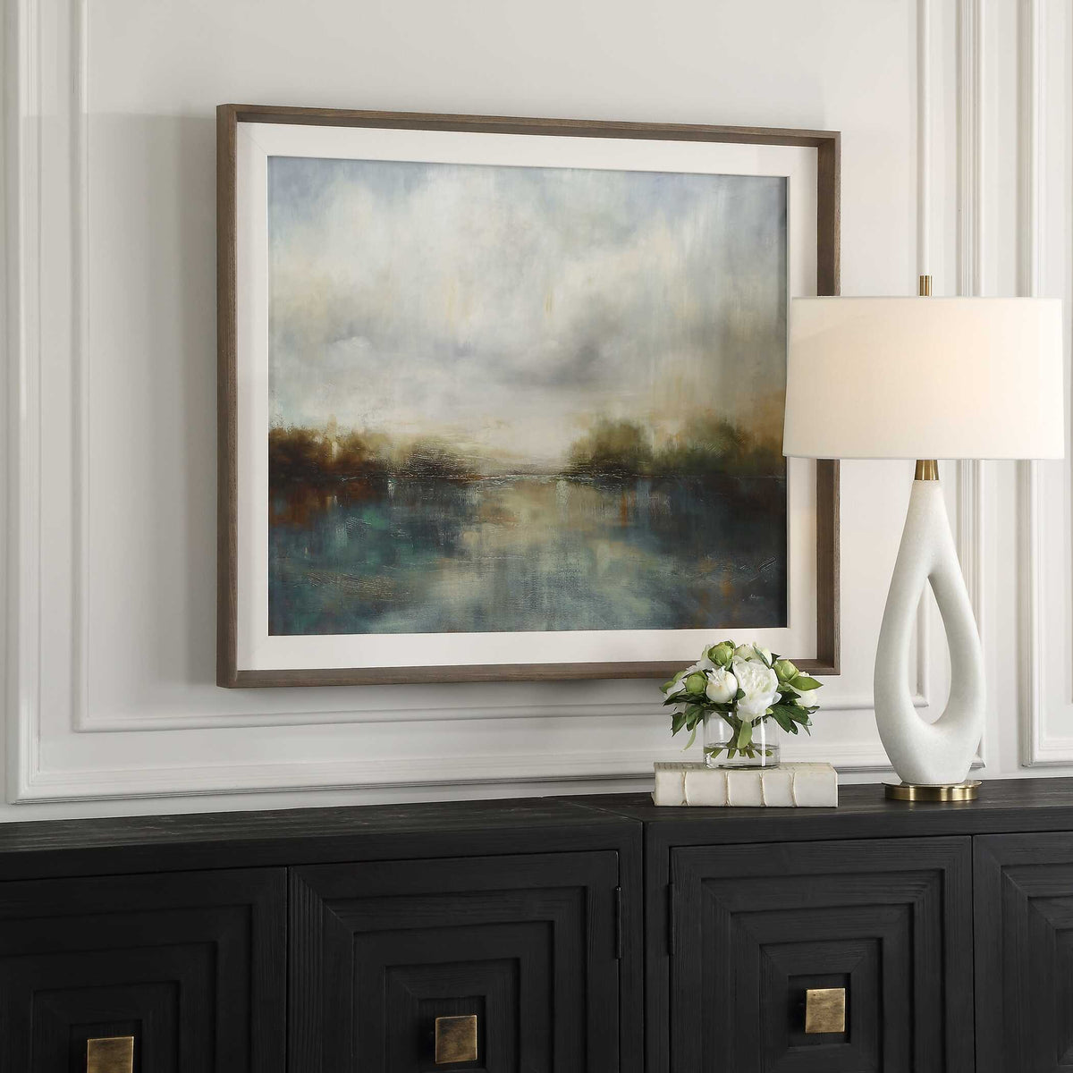 Blue Reverie Framed Abstract Lake Print - Light Brown by Uttermost - View 3