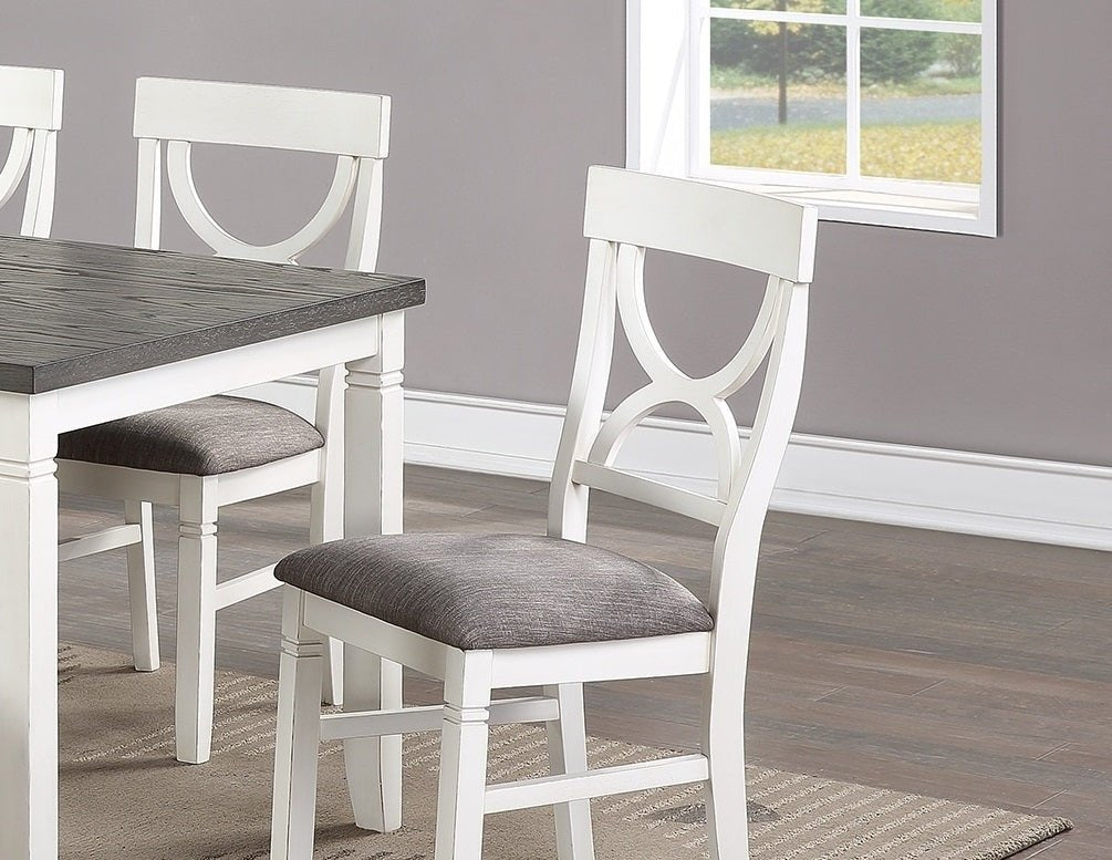 Dining Room Furniture White 6pc Dining Set Table 4 Side Chairs and A Bench Rubberwood MDF | Home Elegance USA