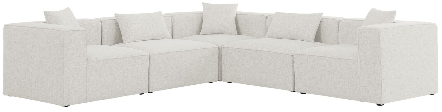 Cube - Modular Sectional 5 Piece - Cream - Fabric - Modern & Contemporary | Home Elegance USA