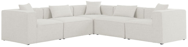 Cube - Modular Sectional 5 Piece - Cream - Fabric - Modern & Contemporary | Home Elegance USA