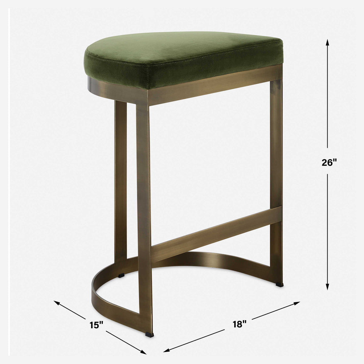 Ivanna Brass Counter Stool Moss - Green / Bronze by Uttermost - View 9