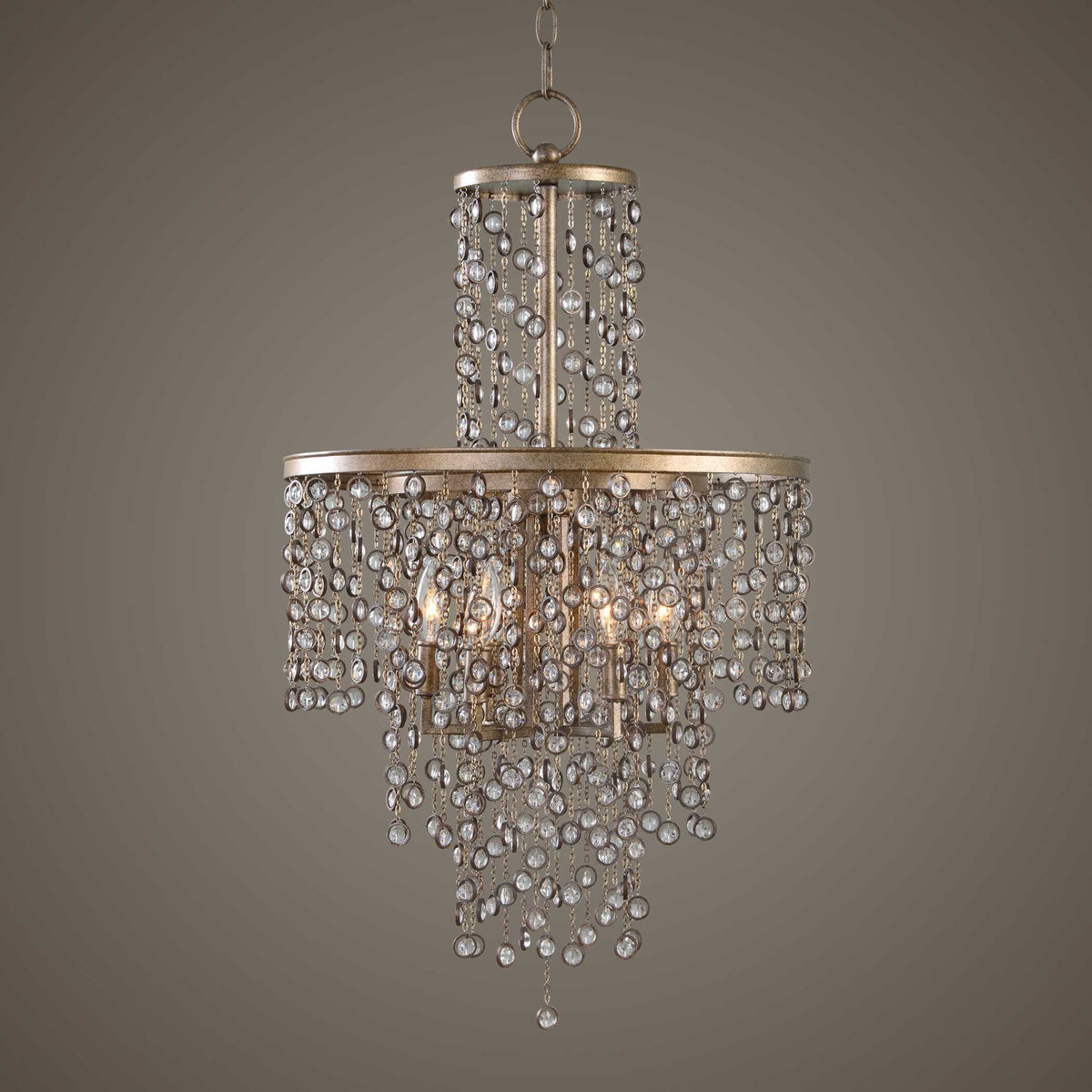 Valka 6 Light Crystal Chandelier - Light Brown / Silver by Uttermost - View 2