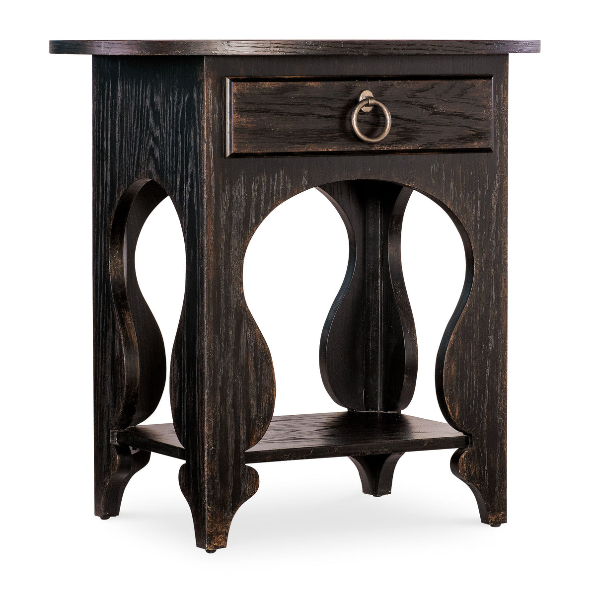 Americana One-Drawer Oval Nightstand - Dark Brown by Hooker Furniture - View 1