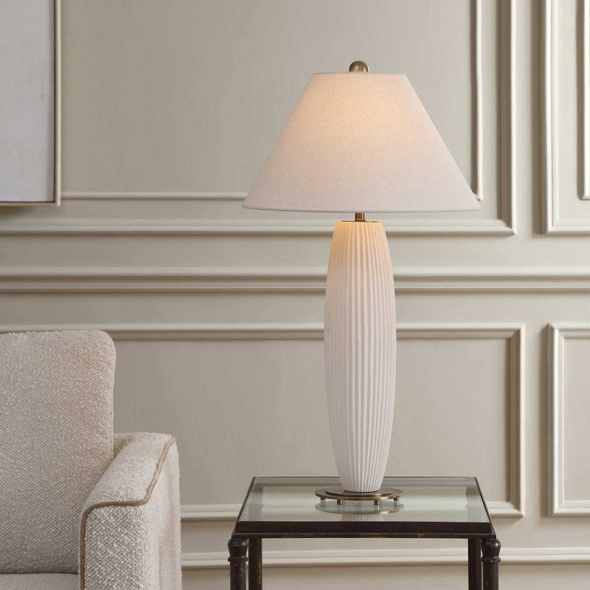 Brinsley Table Lamp Ivory - White by Uttermost - View 2