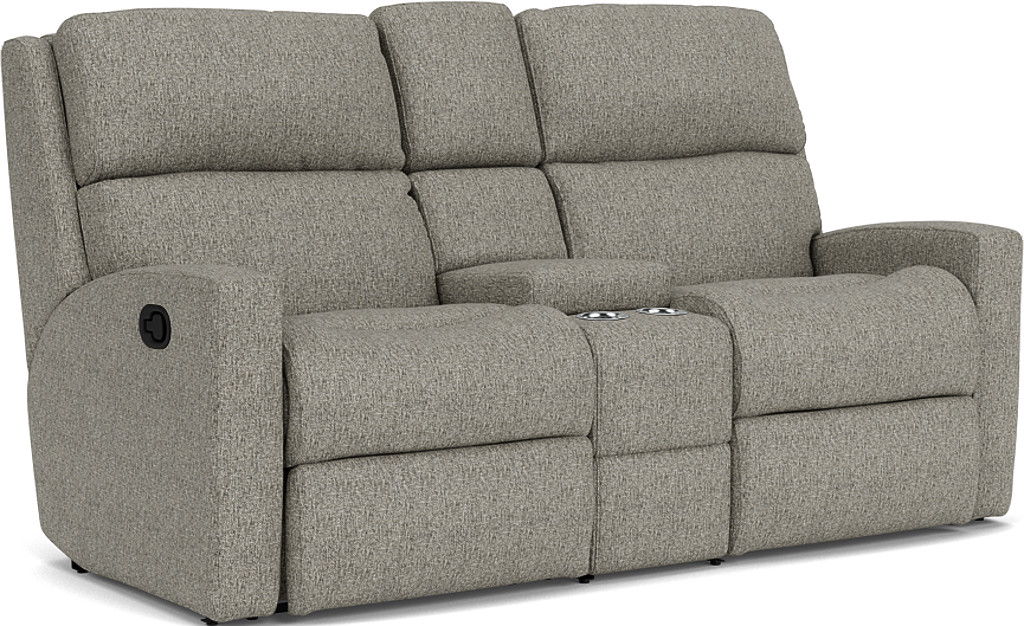 Catalina Transitional Fabric Reclining Loveseat With Console | Flexsteel