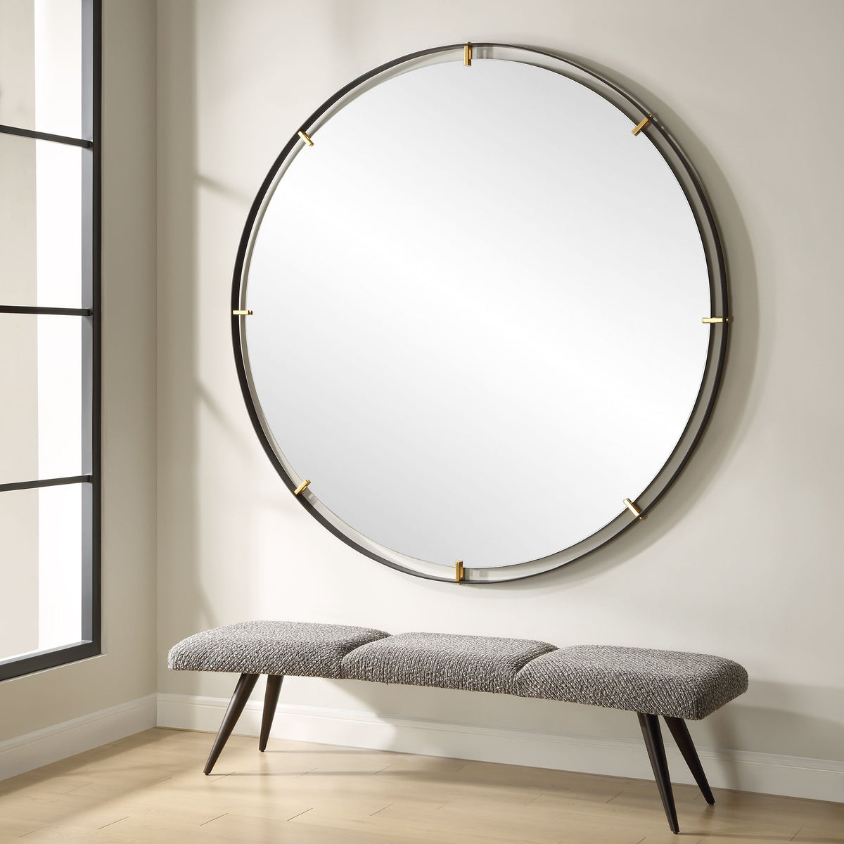 Grand Pendulum Round Mirror - Black by Uttermost - View 2