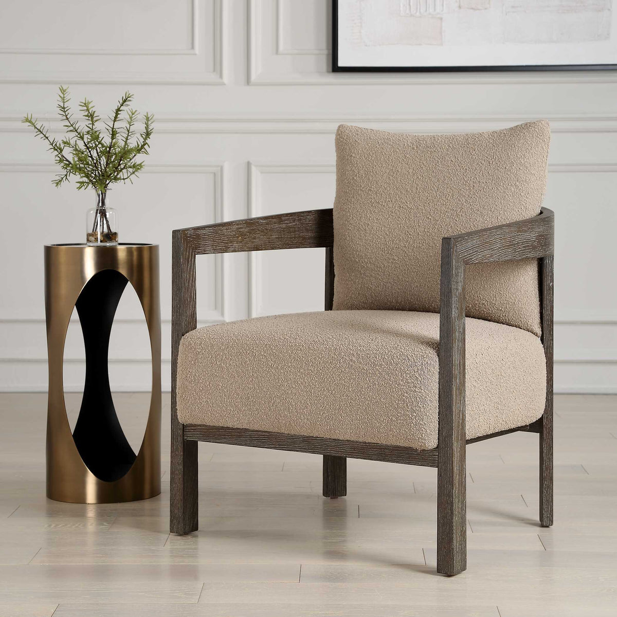 Sienna Sand Fabric Accent Chair - Light Brown by Uttermost - View 3