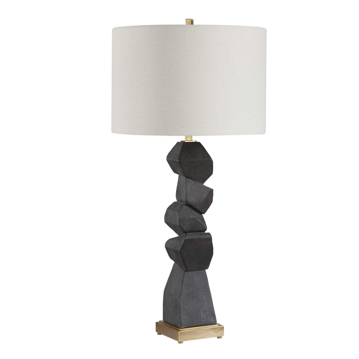 Demelo Stacked Wood Table Lamp - Black by Uttermost - View 4