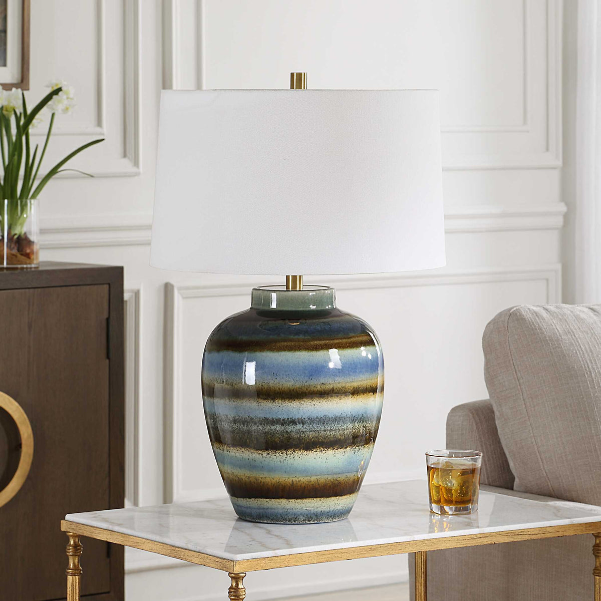 Judarn Table Lamp Blue / Brown - Blue / Dark Brown by Uttermost - View 3
