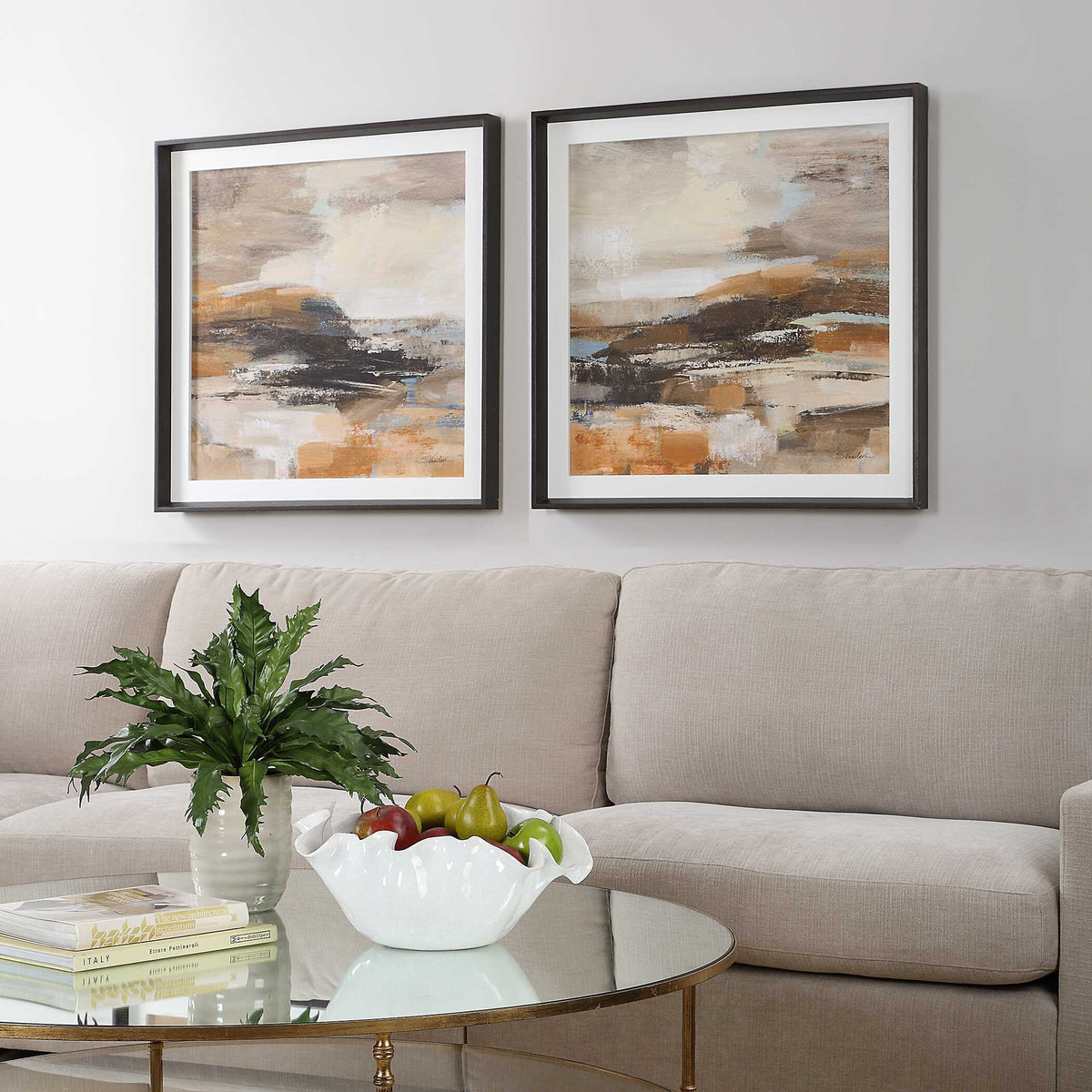 Cinnamon Shore Framed Prints (Set of 2) - Dark Brown by Uttermost - View 3