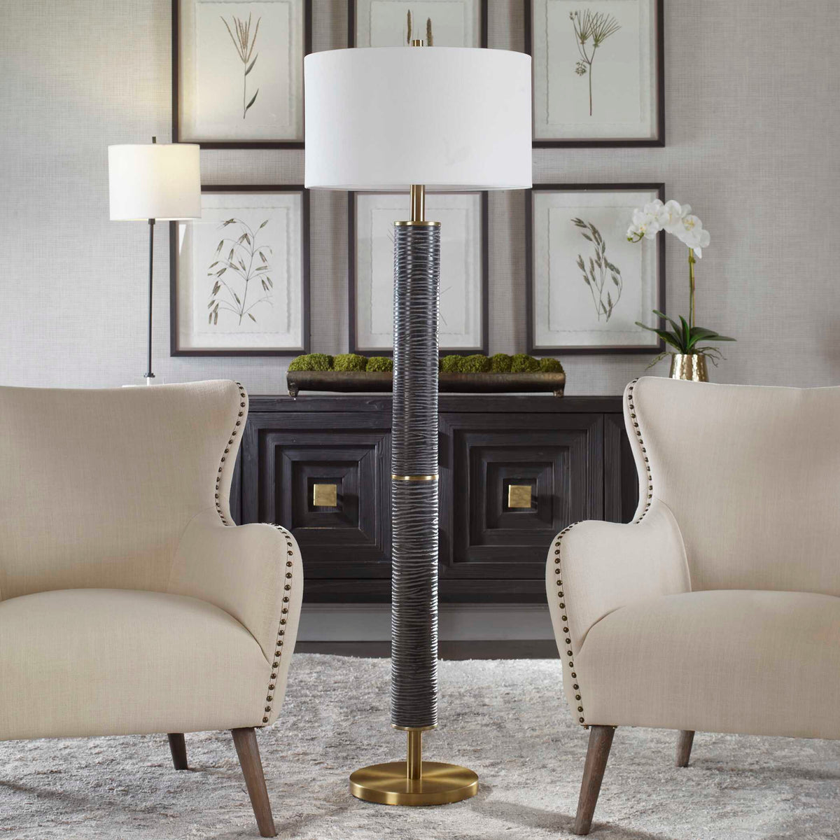 Summit Rustic Floor Lamp - Black / White by Uttermost - View 3