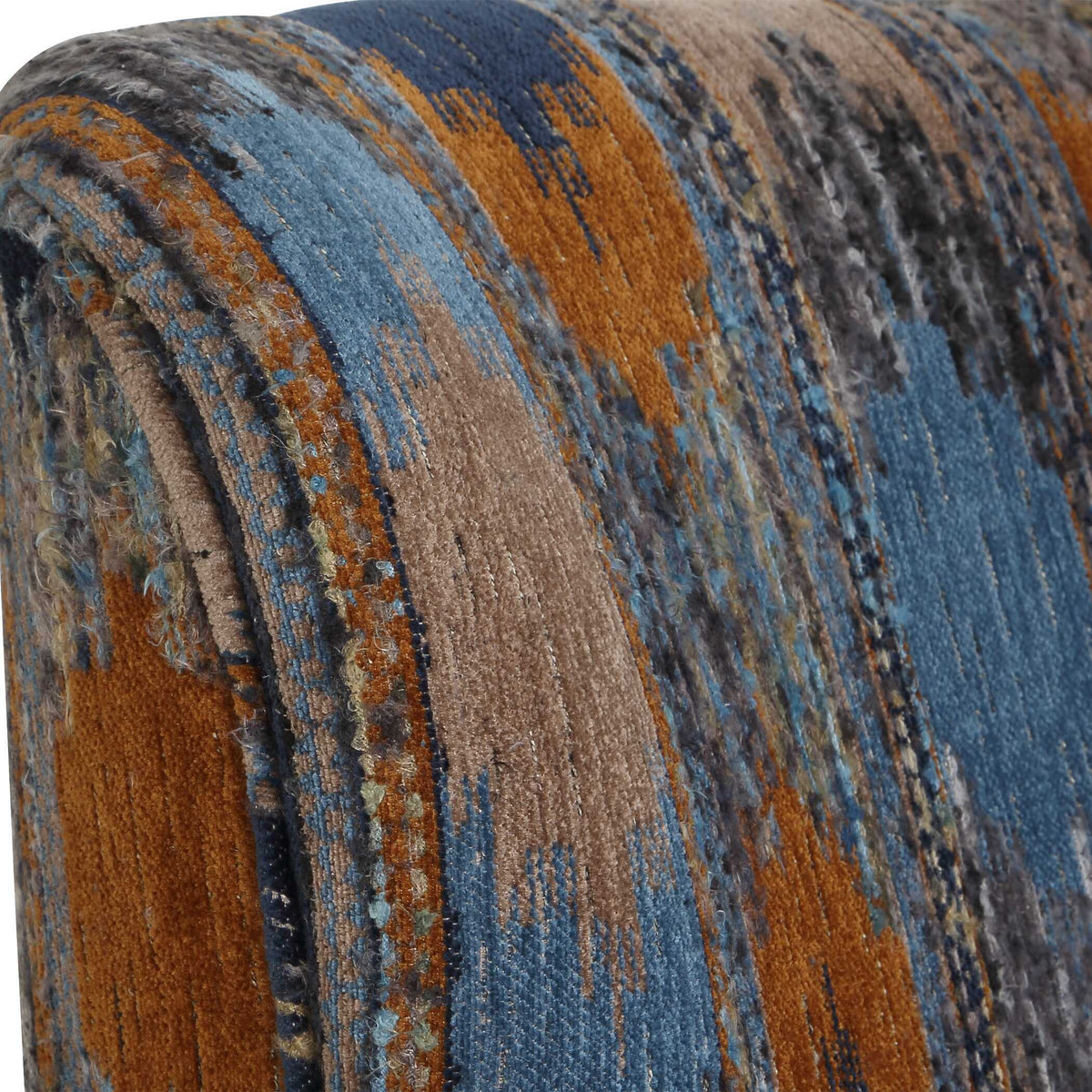 Lainey Upholstered Ikat Armchair Blue / Brown / Orange - Blue / Dark Brown by Uttermost - View 8