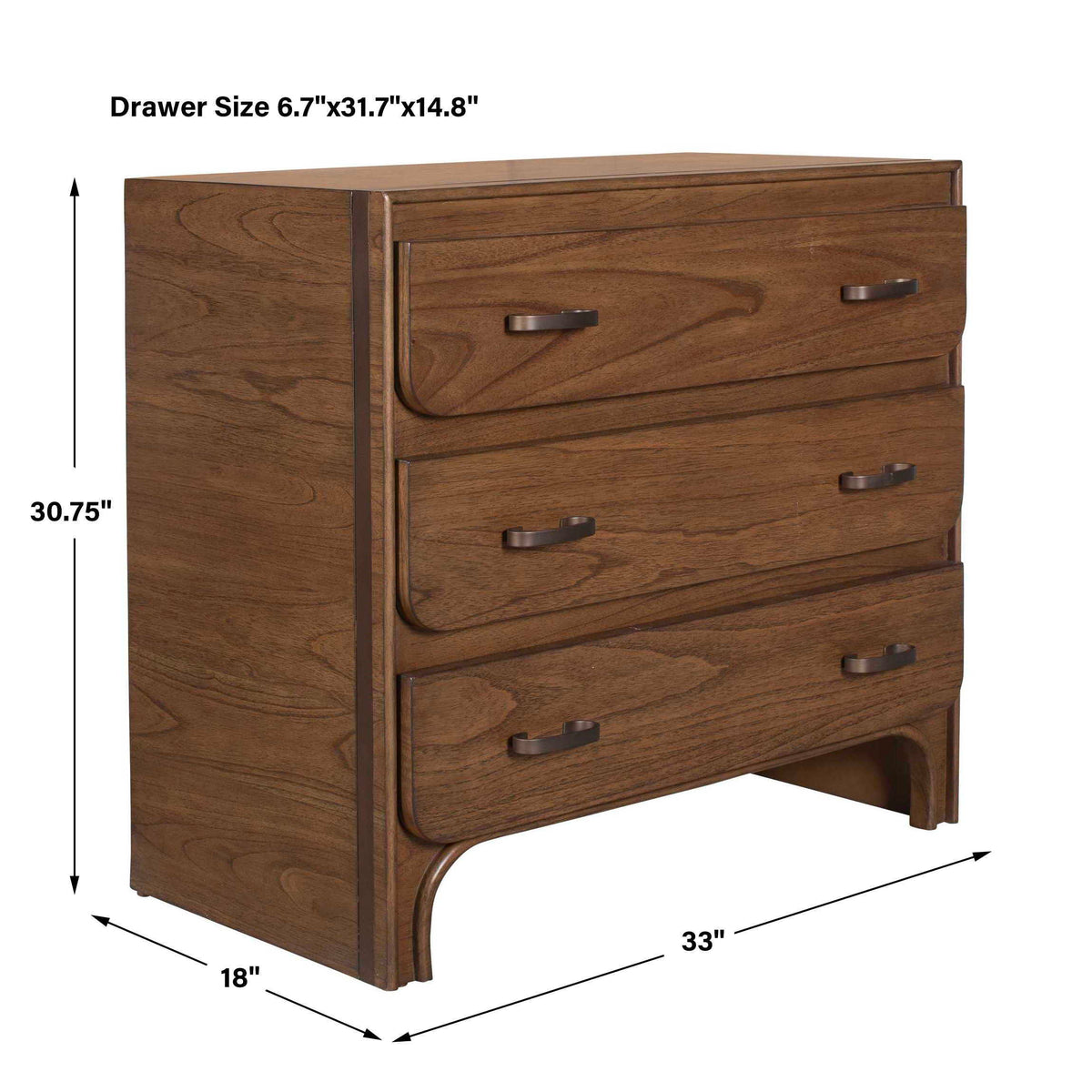 McKagan 3 Drawer Chest Mindi Wood - Dark Brown by Uttermost - View 9
