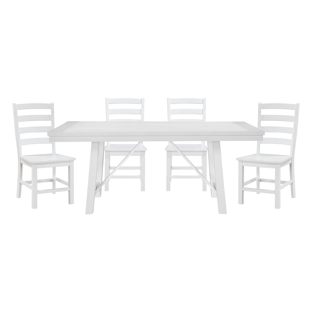Modern Contemporary White Finish 5pc Set Dining Table and 4 Side Chairs Set Wooden Kitchen Dining Furniture Casual Style - sold by Home Elegance USA