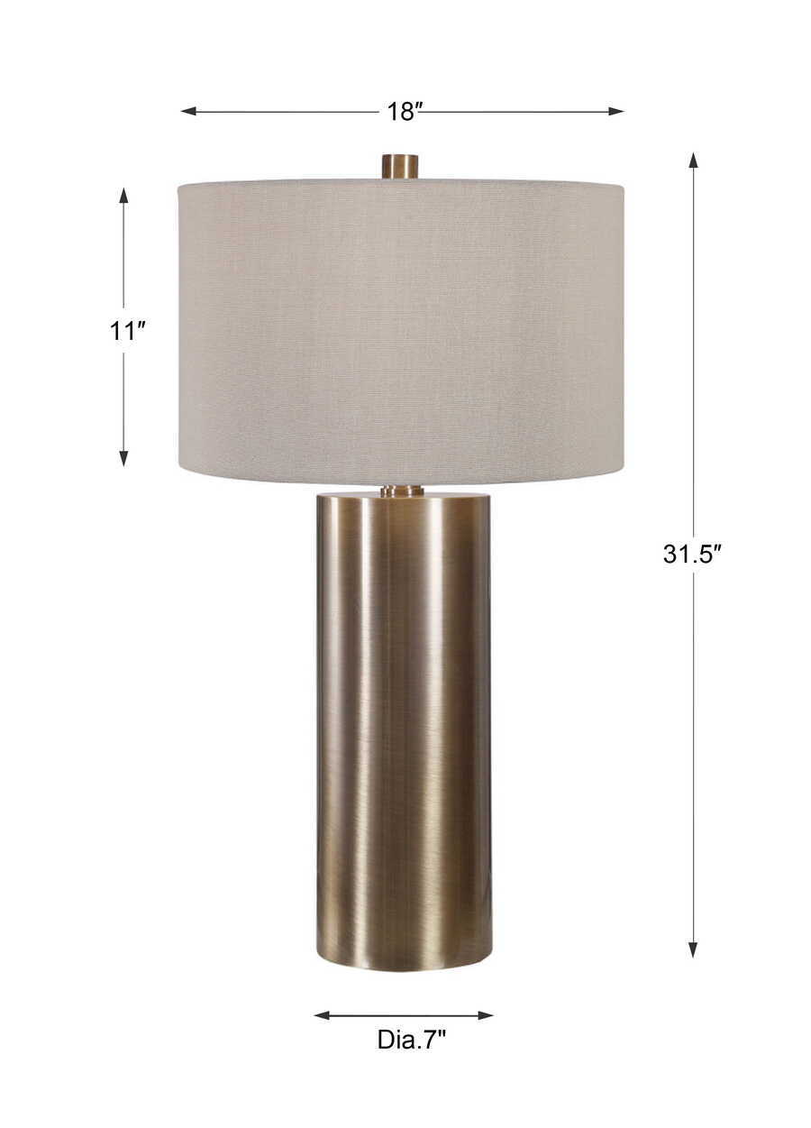 Taria Table Lamp Brushed Brass - Light Brown / Beige by Uttermost - View 8