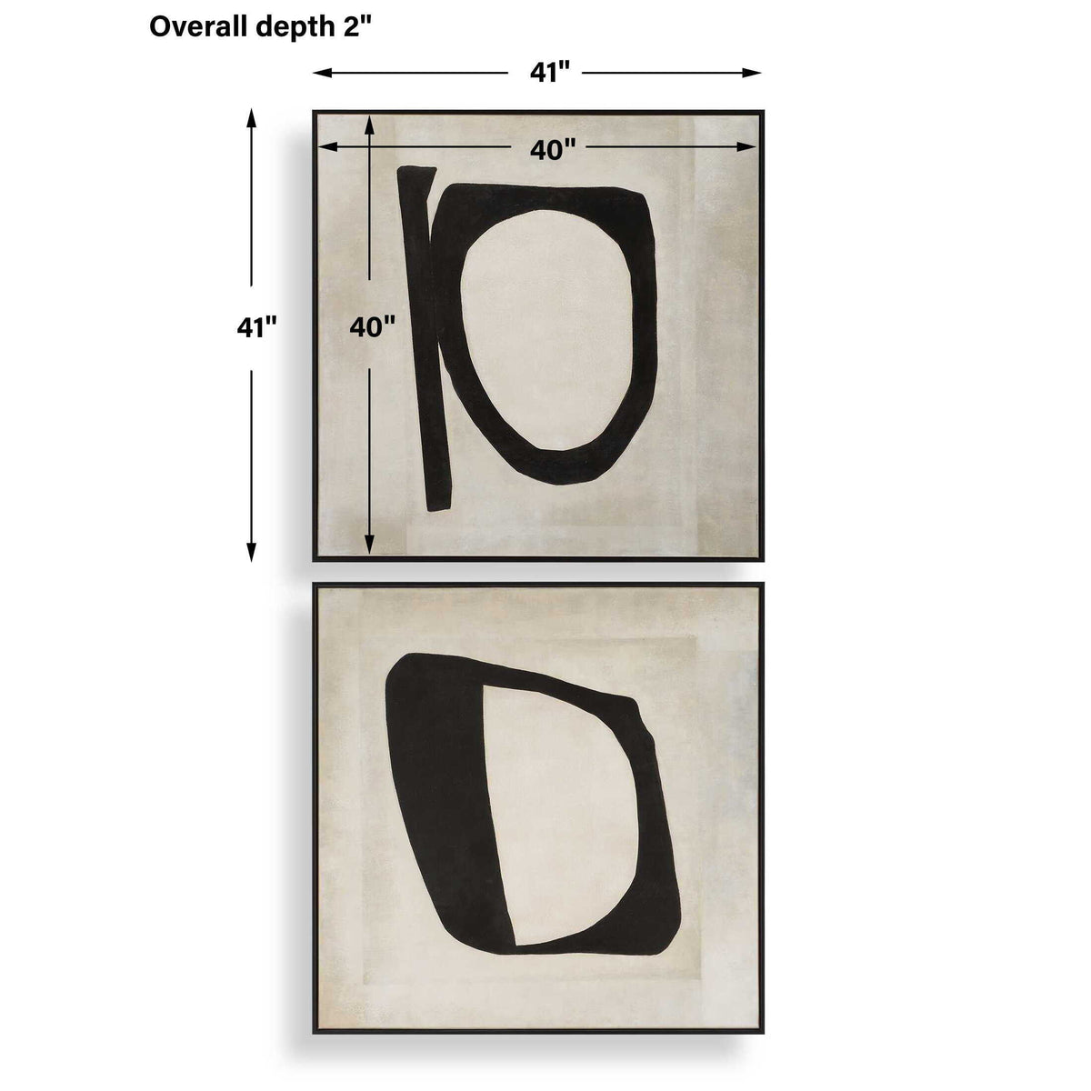 Characters Abstract Art (Set of 2) - Black / Beige by Uttermost - View 7