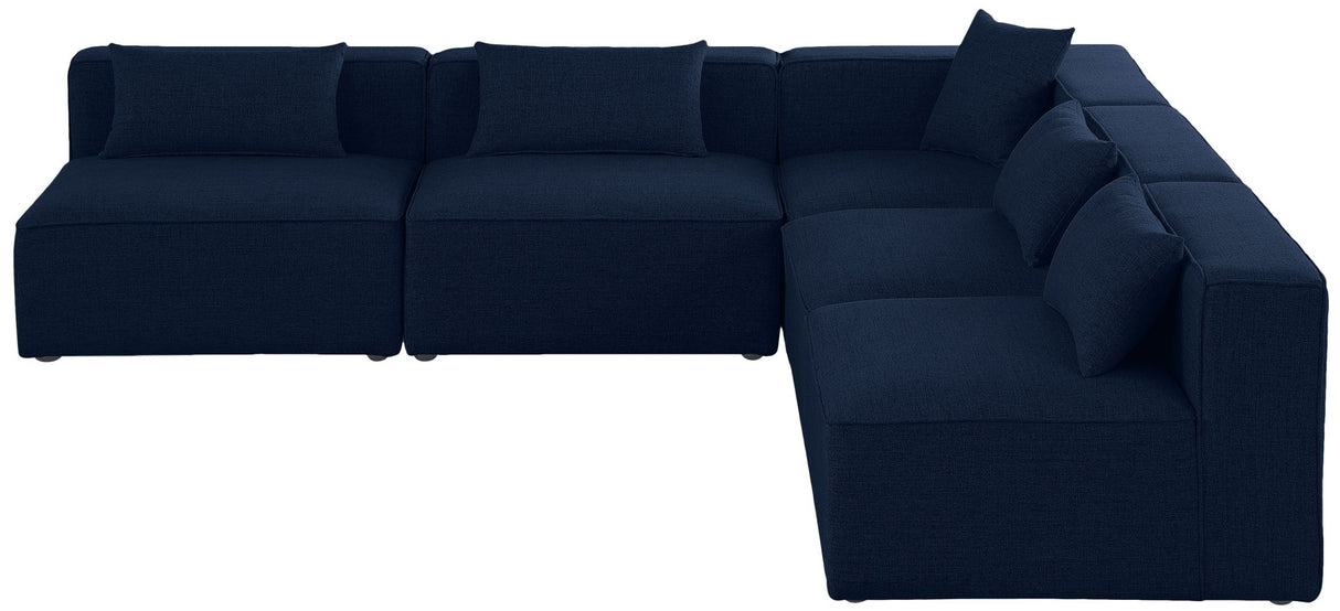 Cube - Modular Sectional 5 Piece - Navy - Fabric | Home Elegance USA