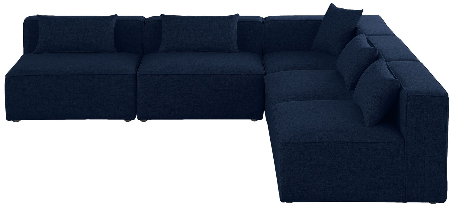 Cube - Modular Sectional 5 Piece - Navy - Fabric | Home Elegance USA