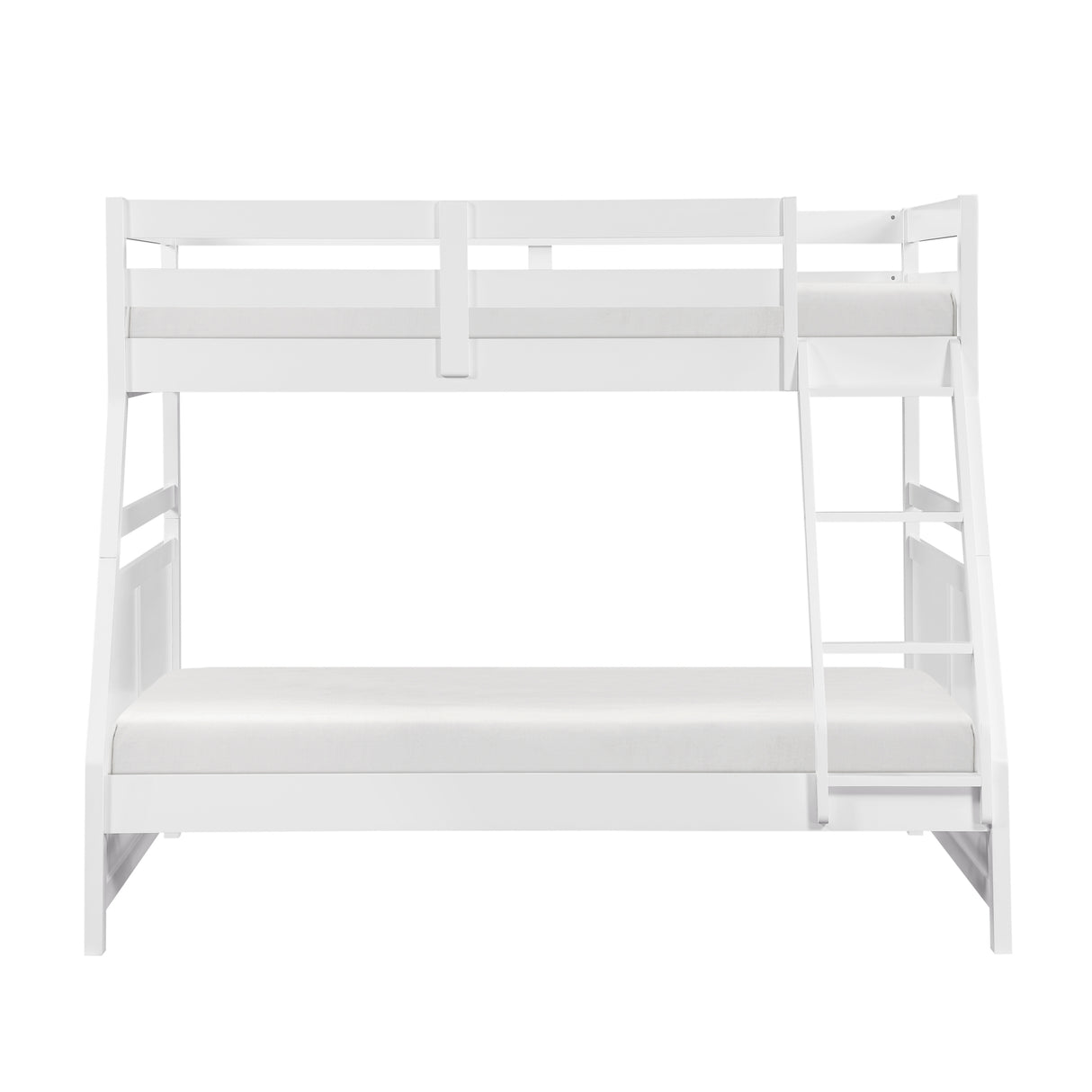 Bunk Bed Twin Over Full White Finish Sturdy Wood Frame Guard Rails Youth Bedroom Furniture 1pc - sold by Home Elegance USA