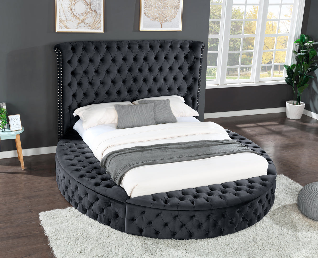 HAZEL Queen Size Tufted Upholstery Storage Bed made with Wood in Black (CA INVENTORY)