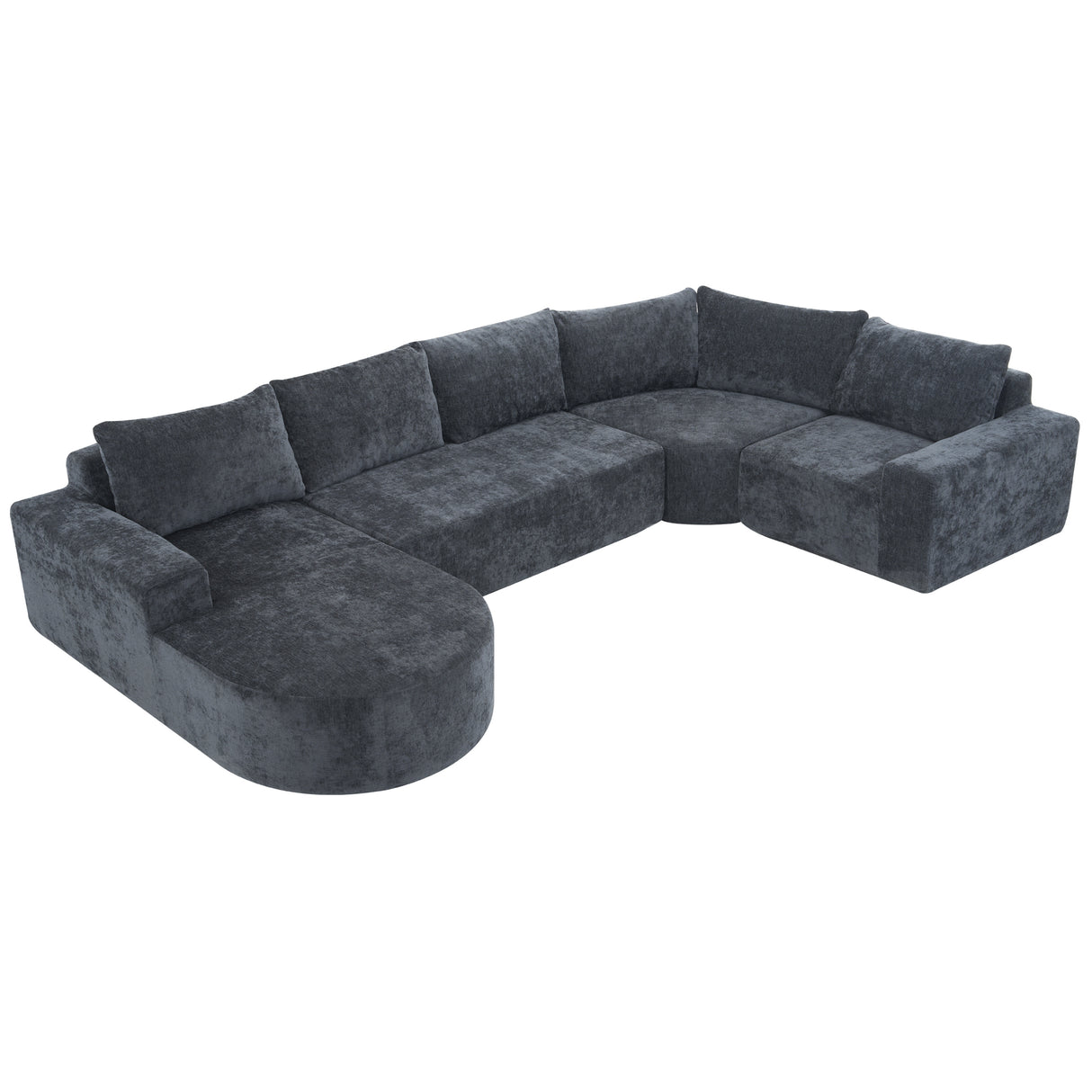 139' Oversized Modular Sofa Cloud Sectional Sofa Set Upholstered Couches U-shaped Sofa Deep Seat Grey Chenille