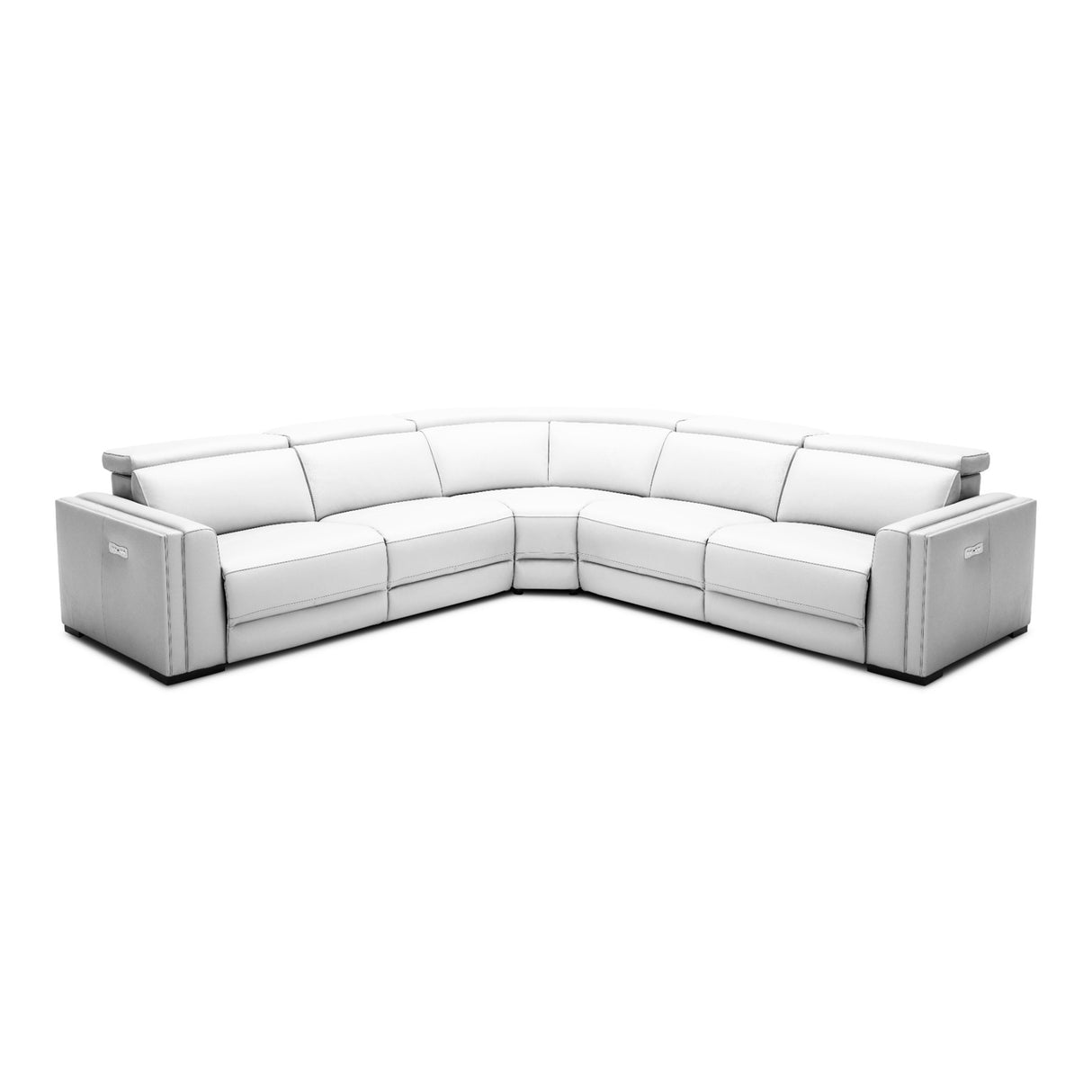 Frazier - Modern White Leather Sectional Sofa with 3 Recliners - View Image 1
