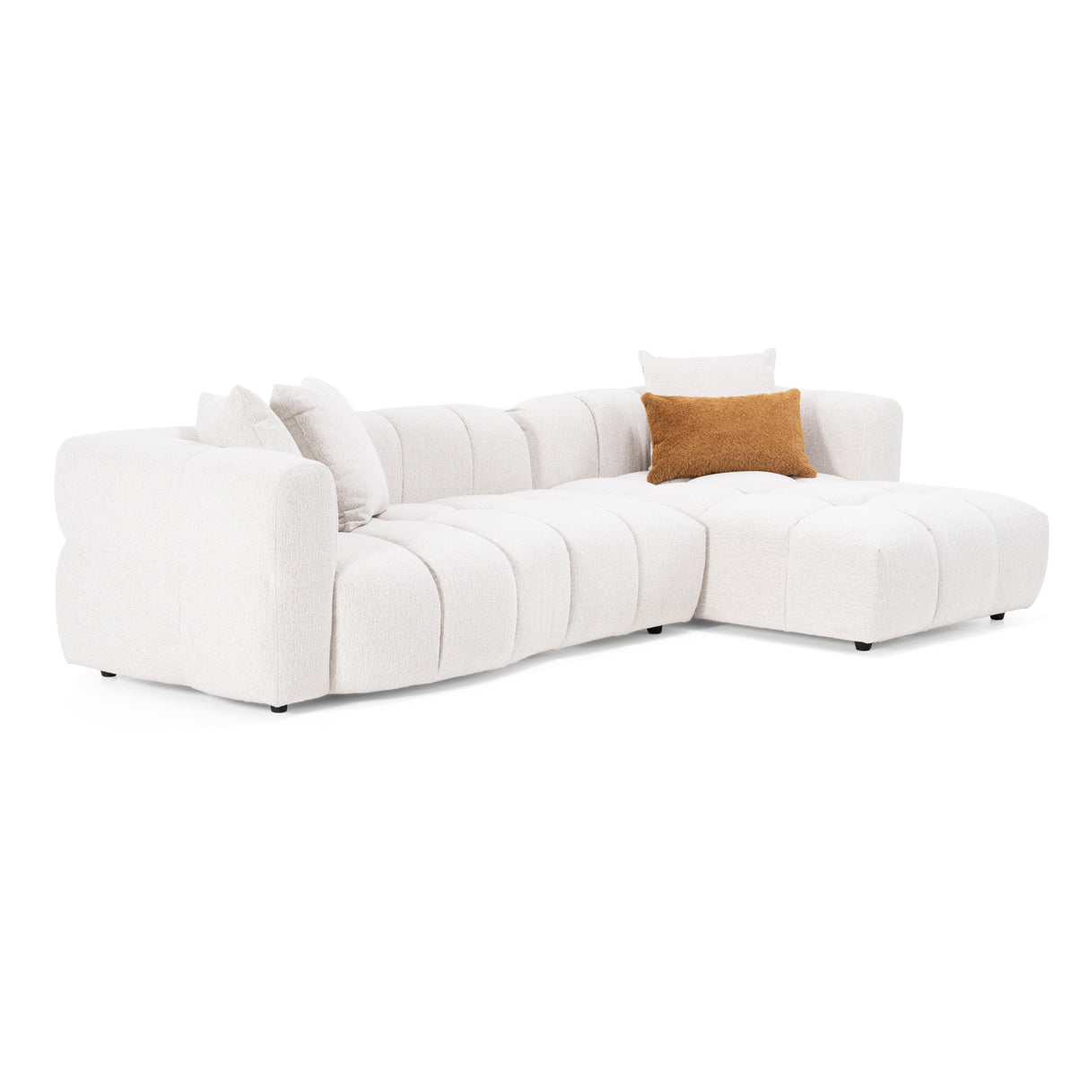 Freya - Modern Beige Fabric Sectional Sofa w/ Console - View Image 1