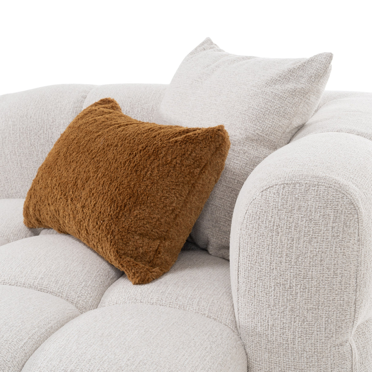 Freya - Modern Beige Fabric Sectional Sofa w/ Console - View Image 1