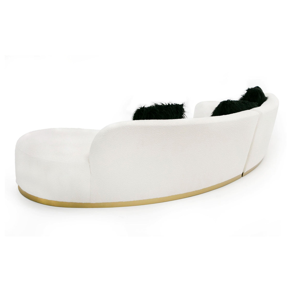 Divani Casa Frontier - Glam Off-White Fabric Curved Sectional Sofa with Black Pillows