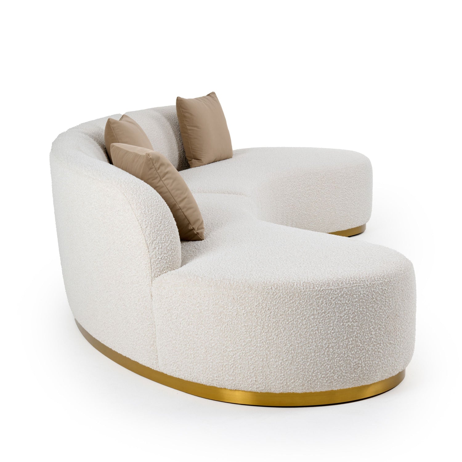 Divani Casa Frontier - Glam Beige Fabric Curved Sectional Sofa with Beige Pillows - Home Elegance USA