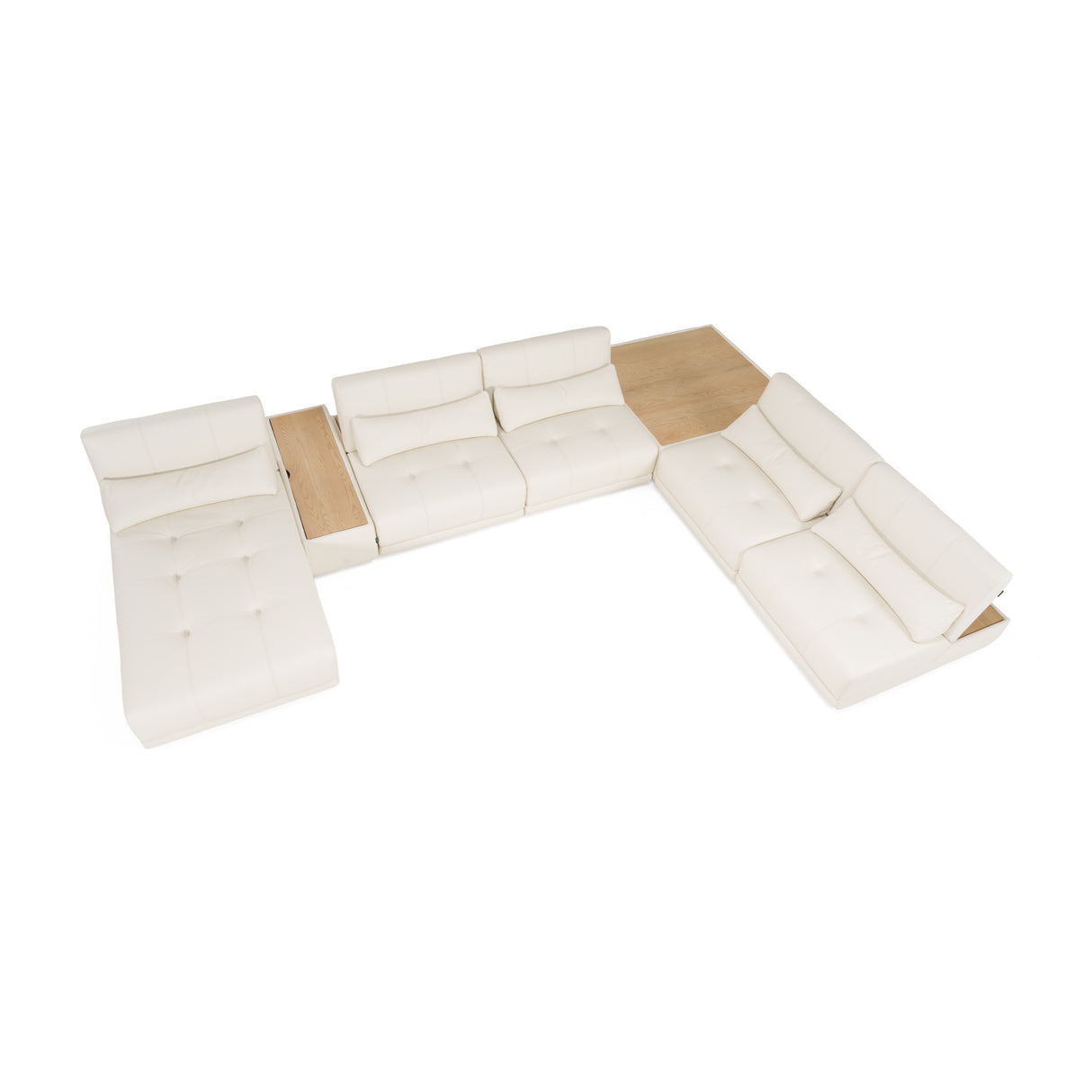 Garfield - Modern Off-White Leather 7-Piece Modular Sectional Sofa - View Image 1