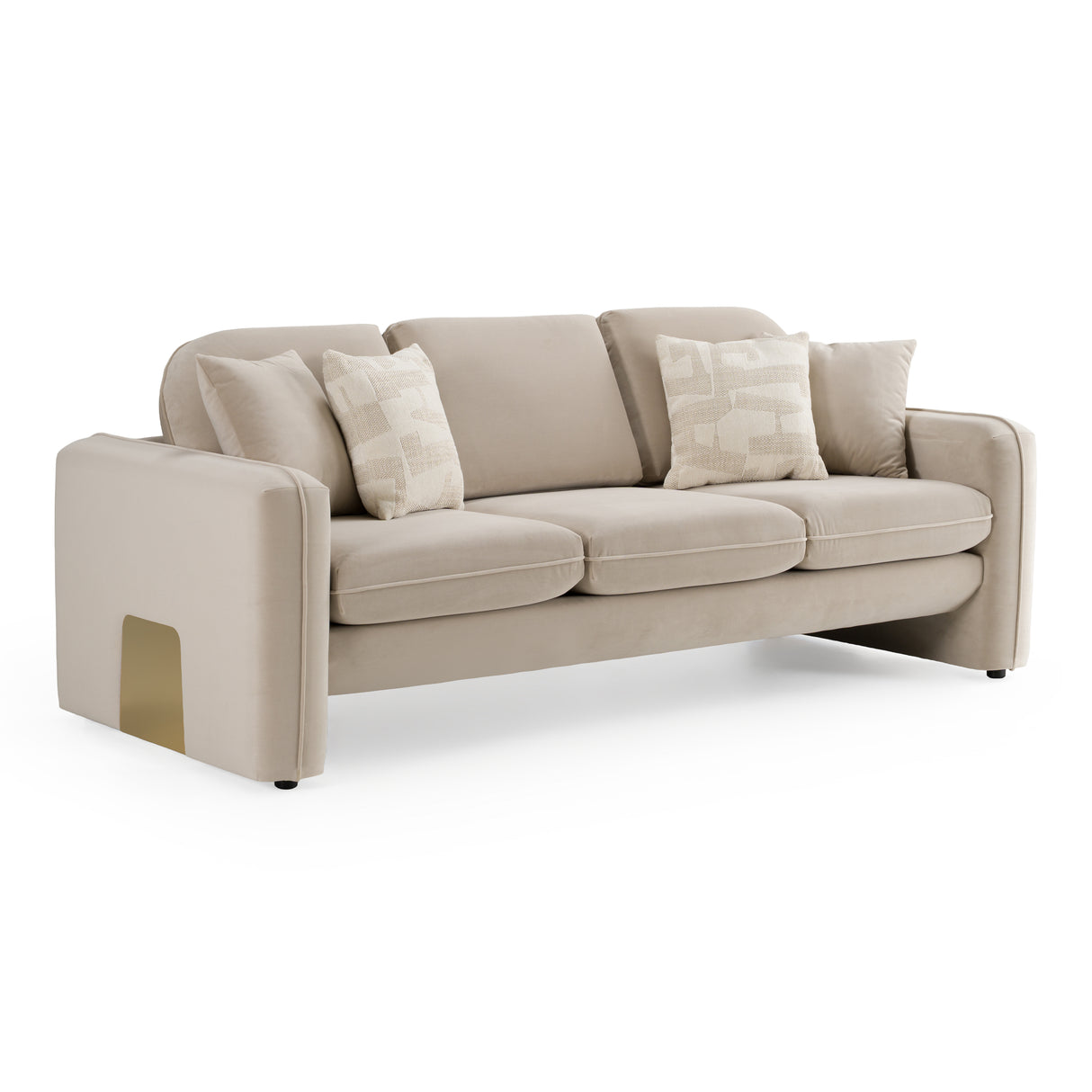 Gaston - Modern Beige Velvet Sofa - View Image 1