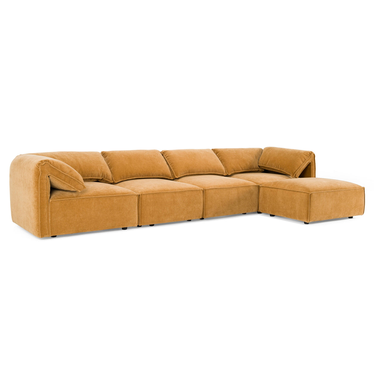 Gene - Modern Ochre Fabric 5-Piece Modular Sectional Sofa - View Image 1