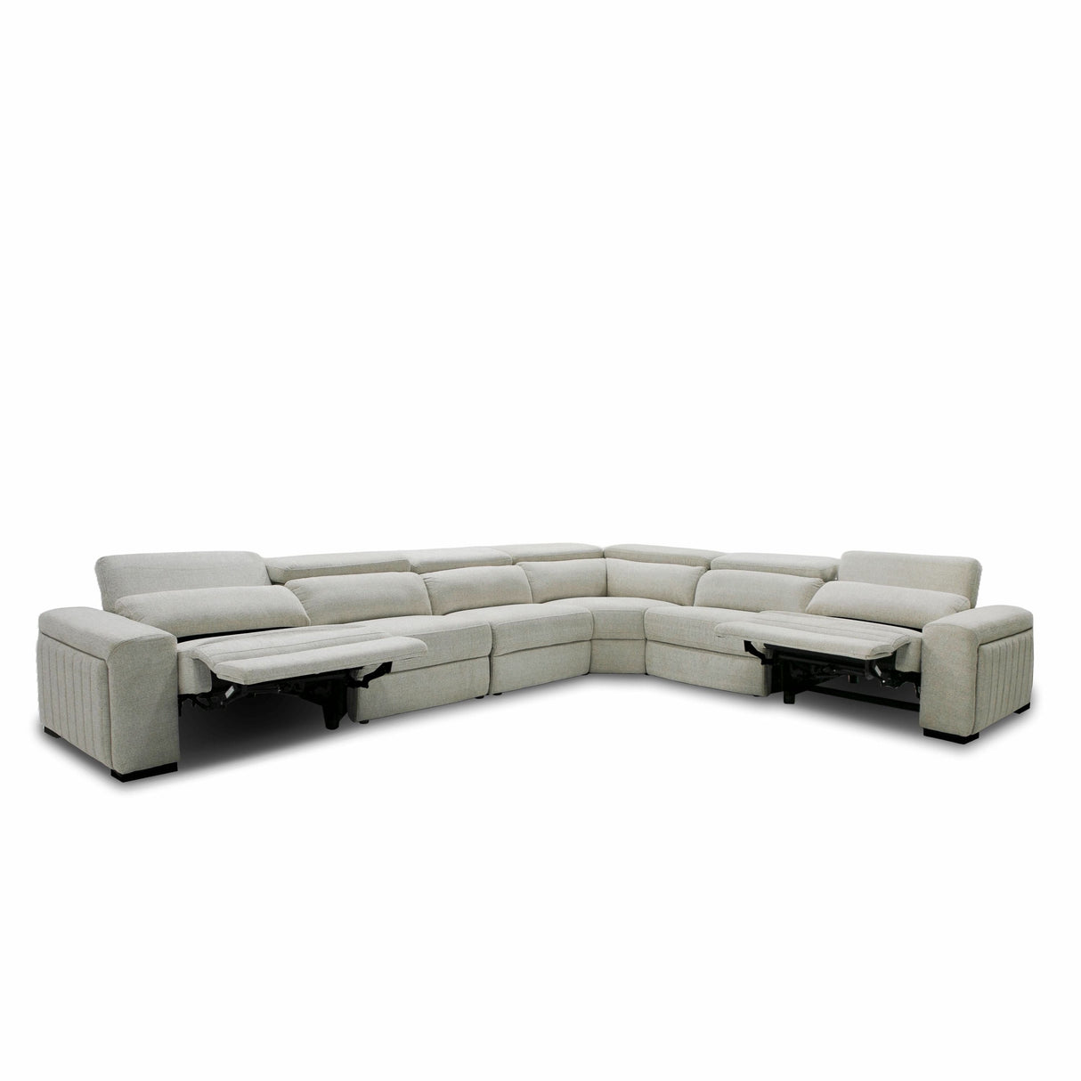 Divani Casa Gering - Modern Beige Fabric Sectional With 2 Power Recliners - sold by Home Elegance USA