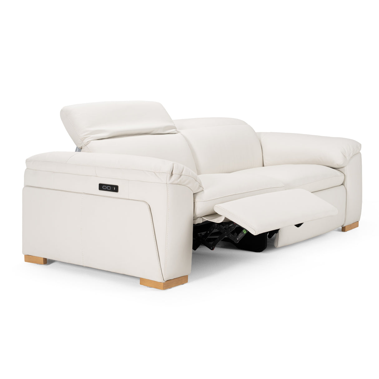 Gregory - Modern Off-White Leather Sofa w/ 2 Recliners - View Image 1