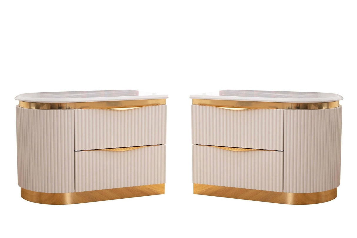 LAURA Glam Contemporary Luxury White & Gold Bedroom Set by Galaxy Furniture - Home Elegance USA
